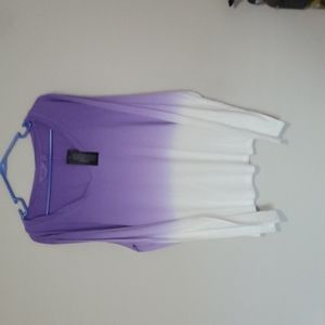 Candace Cameron Bure Purple long sleeve dip dyed Purple & White scoop neck